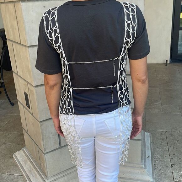 New Anthropologie Rhinestone Tunic Crystal Vest - Picture 6 of 13